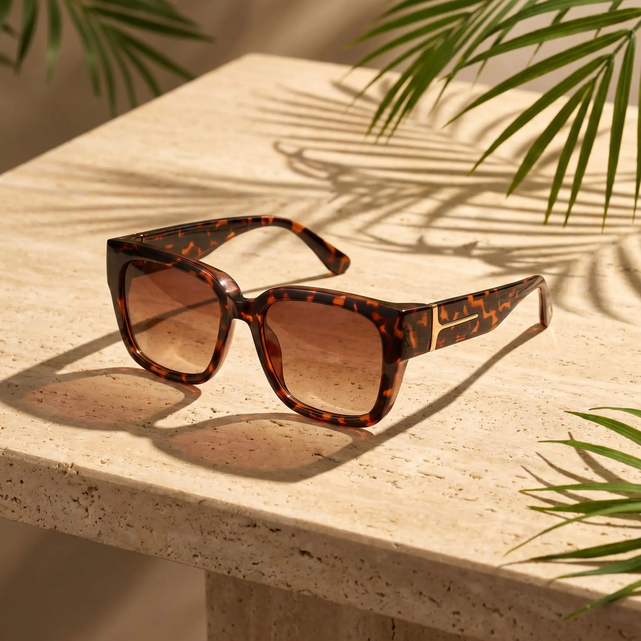 2-Pcs Women's Oversized Square Polarized Sunglasses - Classic Tortoiseshell UV400 Shades, Elegant Gradient Eyewear for Driving & Beach Vacation