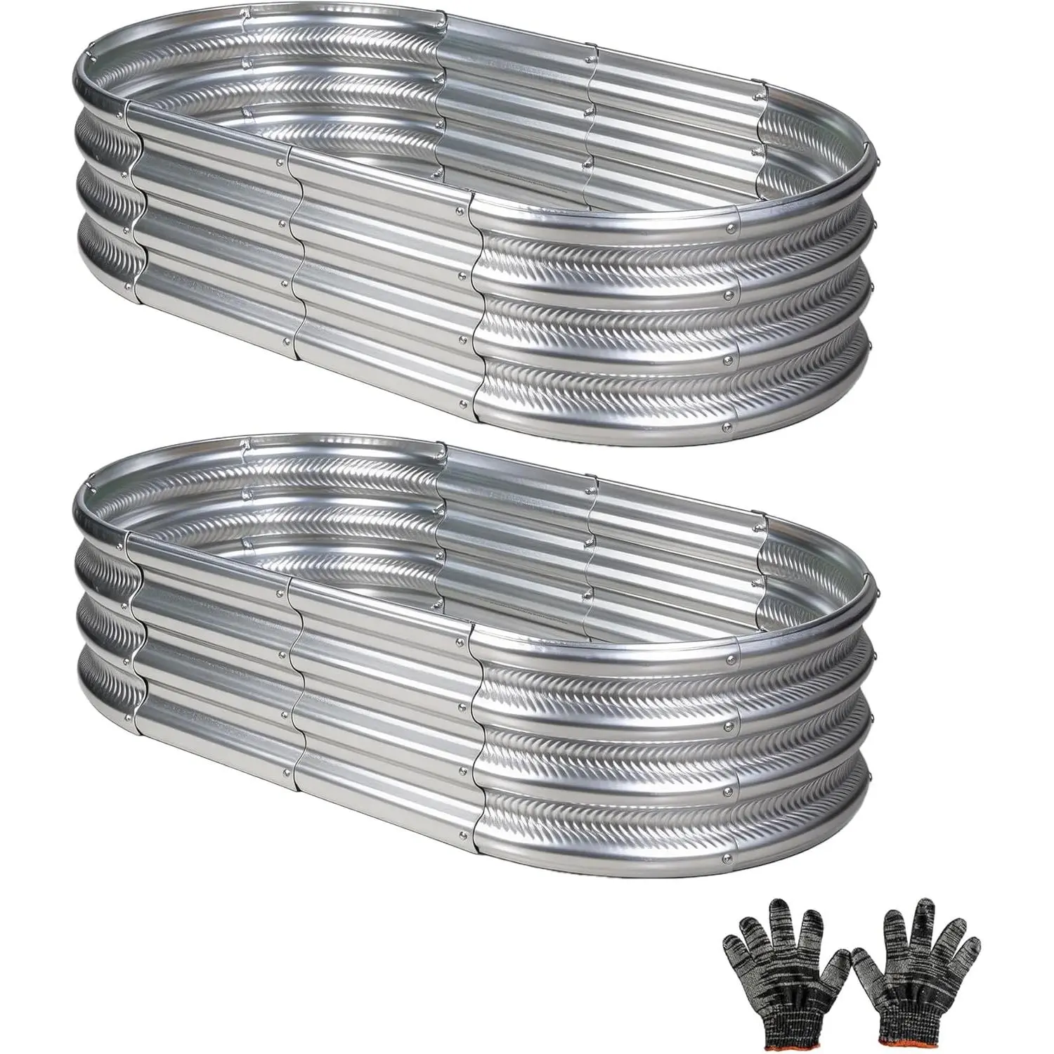 2 pcs 4×2×1 ft Raised Garden Bed for Outdoor, Easy Assembly Galvanized Planter Box for Vegetables, Flowers & Herbs