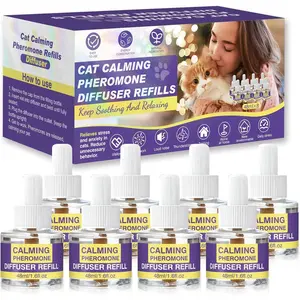 Cat Calming Diffuser Refills 8 Pack Pheromone Refill Long-Lasting 240-Day Supply Soothe Cat Anxiety Stress 48ml/Bottle Compatible with Most Plug-in Diffusers