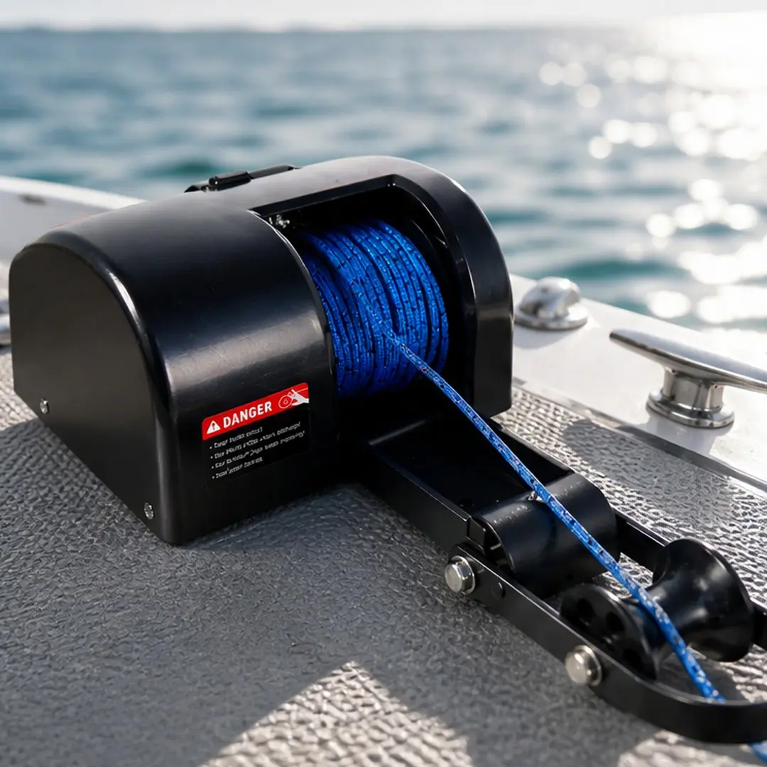 12V ARCH Electric Anchor Winch Kit - 35 lbs Heavy-Duty Steel Marine Windlass, IP67 Waterproof, 100ft Pre-Wound Rope, Wireless Remote, Anchoring Accessory for Pontoon Boats, Fishing Boats (Max 24ft Speedboats), Saltwater Ready, Black