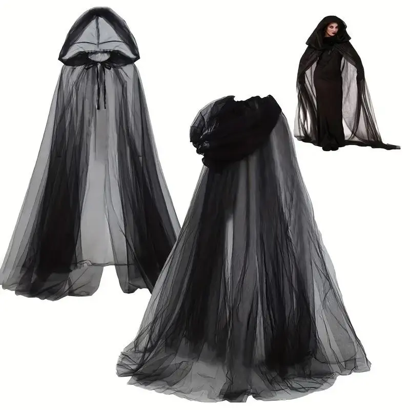 Bridal Cloak for Witches & Vampires, Double-Layer Design, Ideal for Cosplay, Halloween, Themed Parties, Stylish Costume Accessory