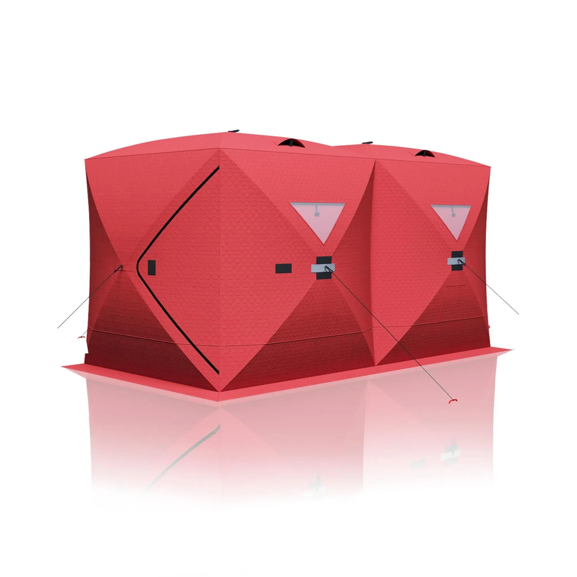 Pop Up Ice Fishing Tent for 4~6 Adults, Windproof Winter Outdoor Shelter with PVC Windows & Air Vents for Frozen Lake Fishing