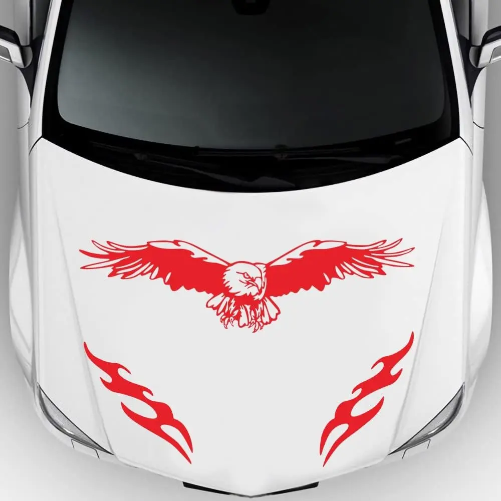 Large Eagle and Flame Peel-Stick Car Hood Decal - High-Gloss Premium Vinyl Car Decorative Sticker, Water-Resistant Automotive Vehicle Accessory, Long-Wearing Exterior Styling Gift for Men, Universal for Trucks & Vehicles Stickers