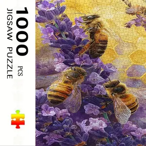 1000 Piece Bee Theme Puzzle, Large Adult Family Interactive Puzzle Toy, DIY Home Decor Brain Challenge, Holiday Scene, Durable Puzzle