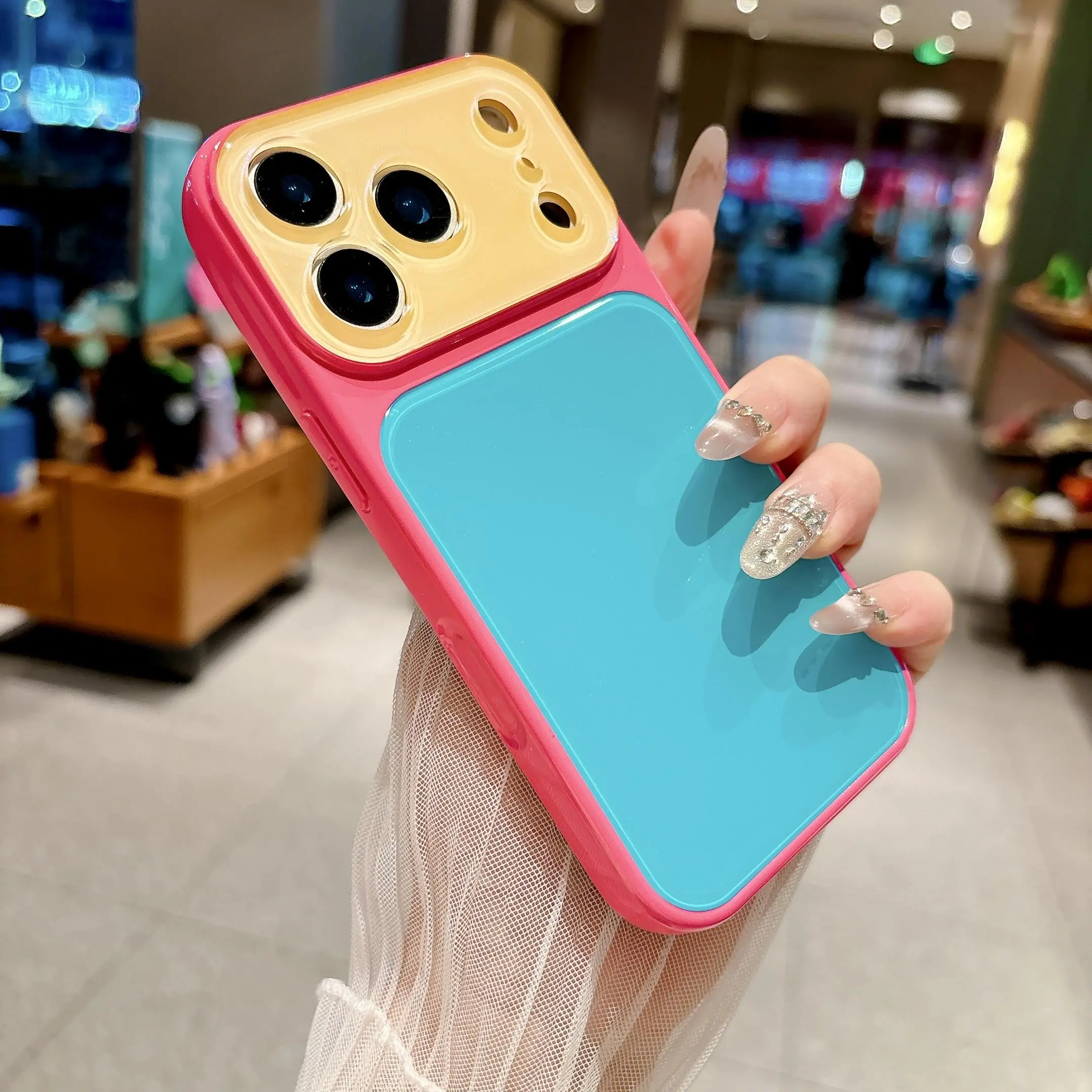 Contrast Color Case for iPhone 17  Pro Max 16 15 14 Case Candy Color Case with Lens Protector Anti-Drop Shockproof Hard Case No Paint Peeling Off Case for Women and Men Girls