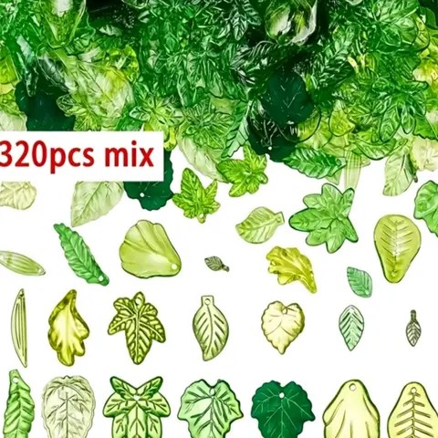 320pcs Leaf Beads with Curved Leaf Pendant for DIY Jewelry Making, Perfect for Keychains Bracelets Necklaces Earrings, DIY Jewelry Accessories, Acrylic Beads, DIY Beading, Beading Supplies