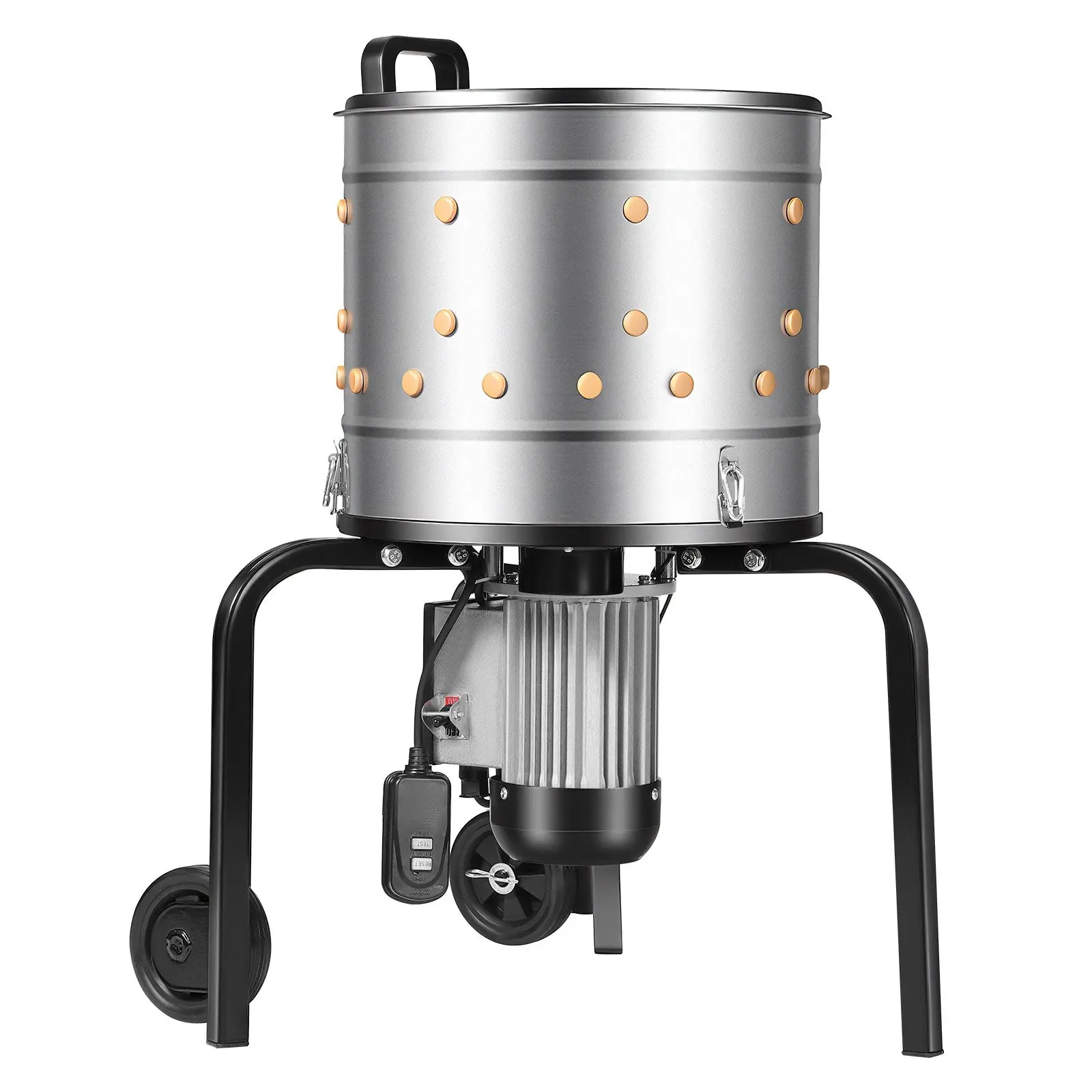 Chicken Plucker Machine, 15.7 in Drum, 550W 275RPM Electric Chicken Plucking Machine with 114 Soft Fingers Transport Wheels, Stainless Steel Feather Remover for Processing 1-2 Chicks Once