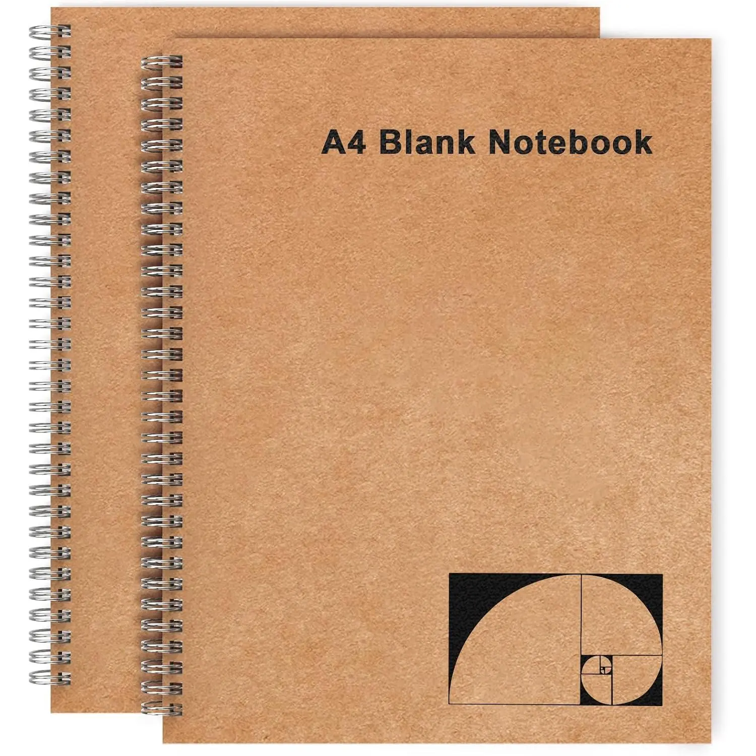A4 Blank Journal Notebook, 2 Pack Large Spiral Sketchbook for Drawing, 200 Pages 100gsm Thick Unlined Blank Page Journal for Sketching Writing Taking Note and  -  Brown Cover, 8.5" x 11"