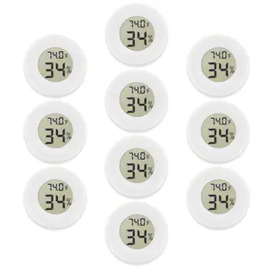 10-Pack Mini Thermometer Hygrometer, Small Digital  Temperature Humidity Meters Gauge Indoor LCD Display for Greenhouse, Garden, Cellar, Fridge, Mason Jar(White)