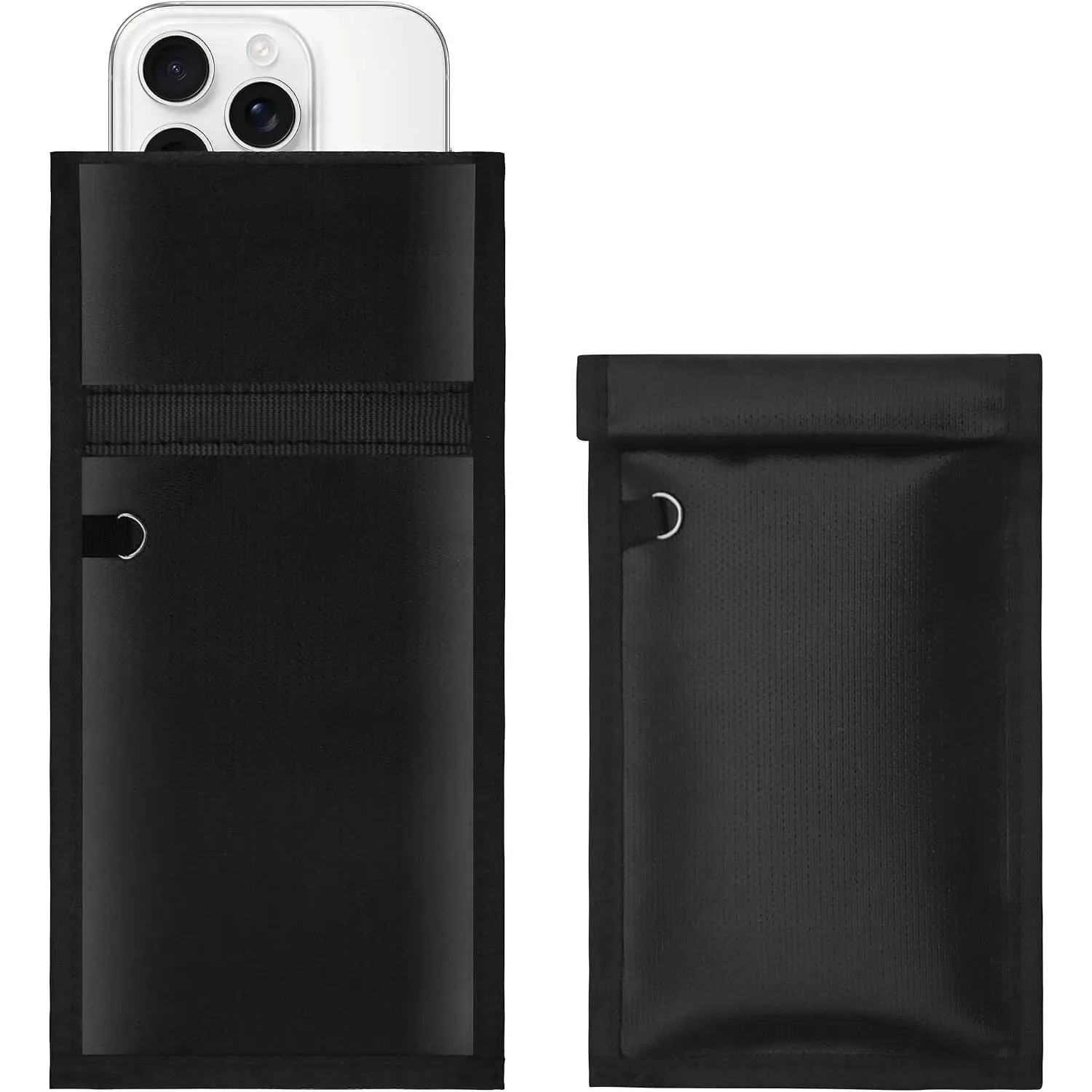 2-Pack Metallic Faraday Bags for Phones, Key Fobs, Devices - Protective Pouch Blocks 5G, WiFi, GPS, RFID Signals, Durable Portable Black Design