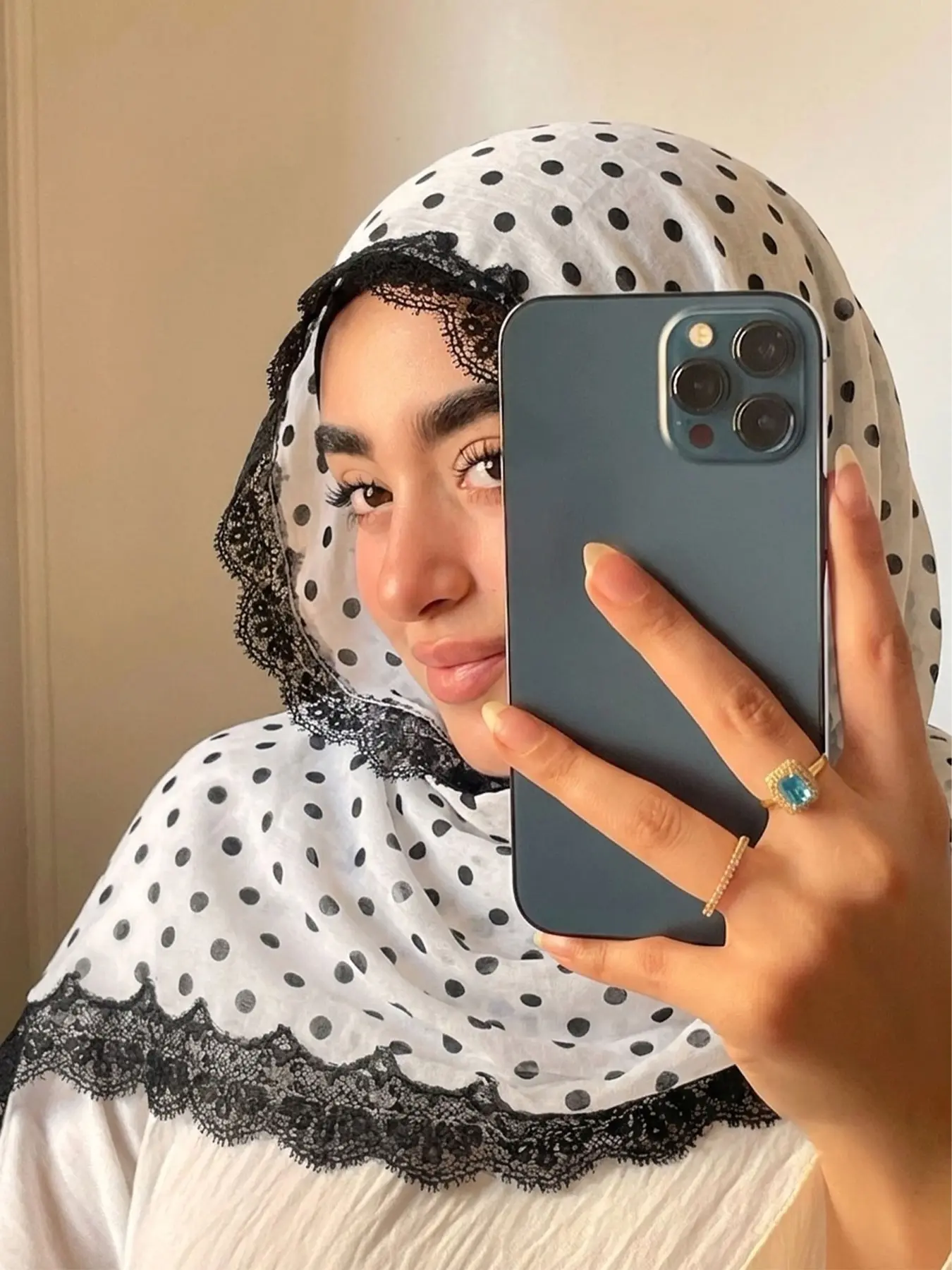 Women's Fashion Polka Dot Long Scarf, Summer For Muslim Hijab Tudung, Classic Dot Pattern, Versatile Headscarf, Lightweight Luxury Shawl
