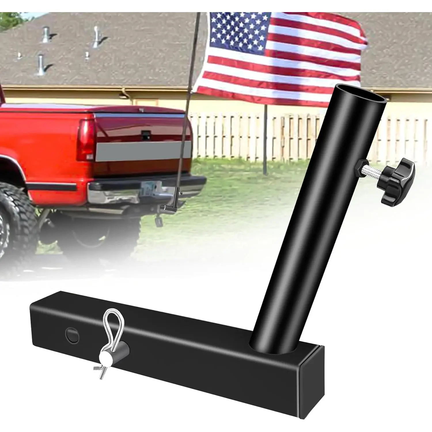 Hitch Flag Pole Holder, Heavy-Duty Truck Flag Pole Mount Kit for 2-Inch Receivers, Adjustable Car Flag Pole for Jeep, SUV, RV, Pickup, Trailer – Rust-Resistant, Stable & Easy Install