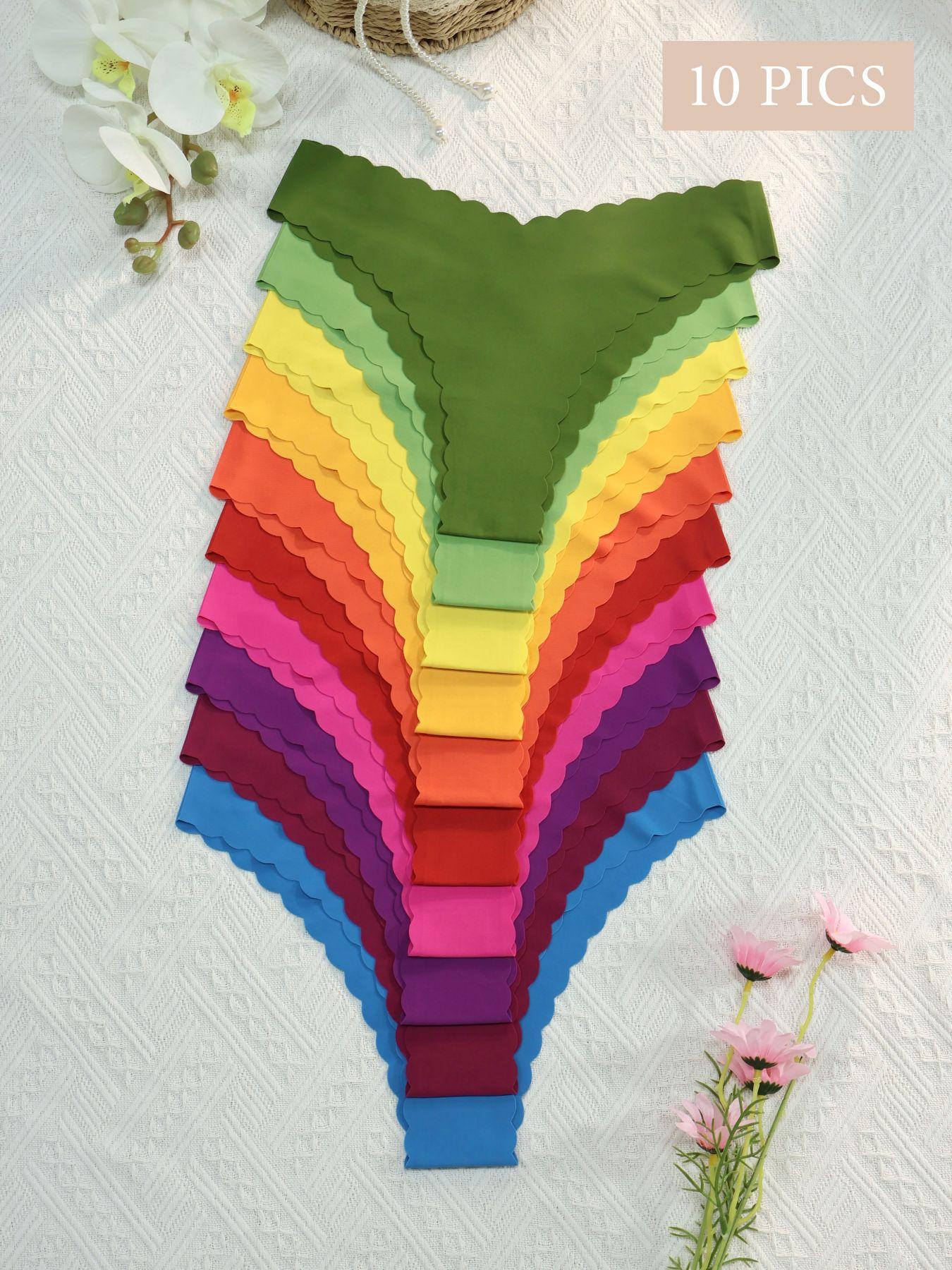 Women's Seamless Wave Design Set, Comfortable Breathable Antibacterial Panties, Fitted All Season Casual Style, Breathable Seamless Knicker