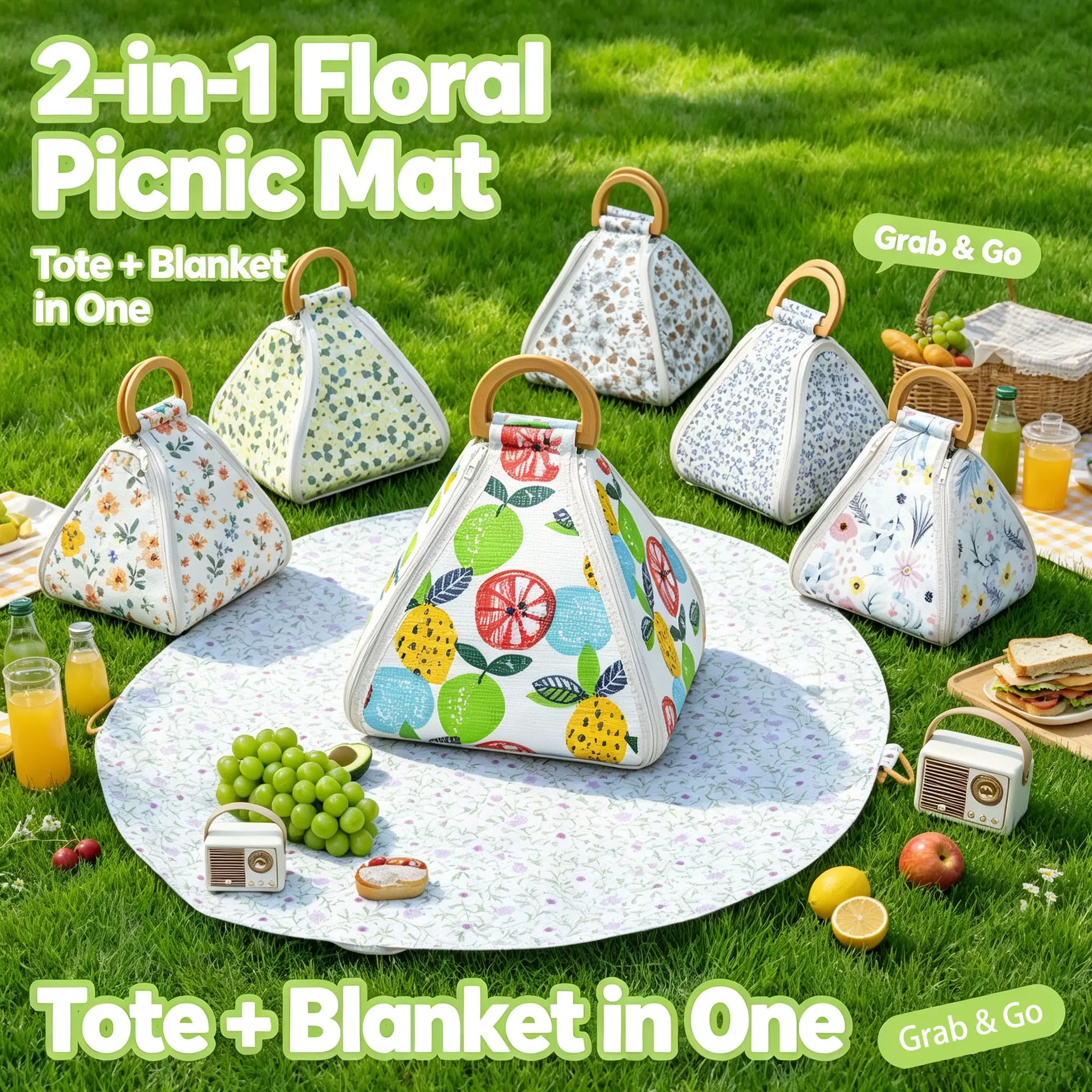 Multifunctional Foldable Picnic Mat Thick Moisture Proof Waterproof Beach Blanket Portable Carry Bag Outdoor Ground Cushion For Camping Park Beach Picnic Hiking Travel