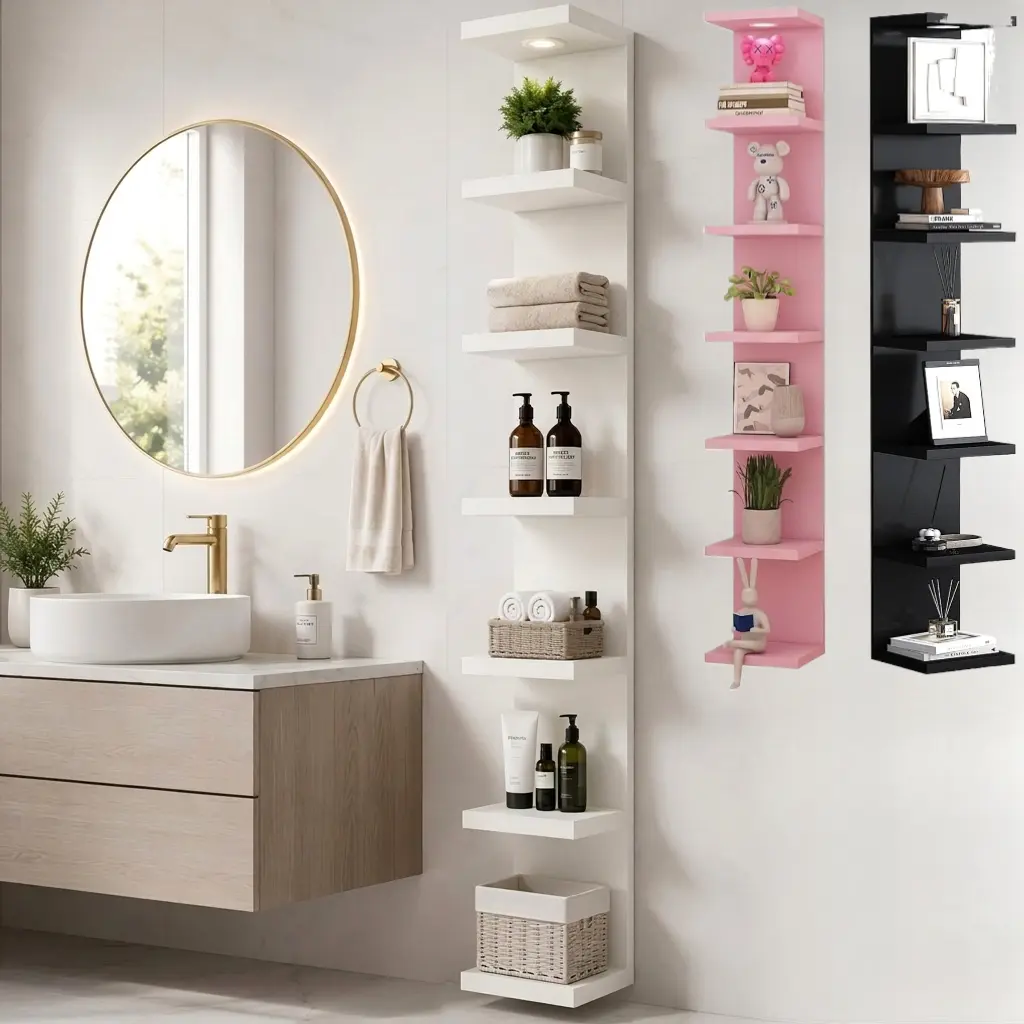 Versatile 7 / 4 Tier Wall Shelf Unit, White Lack Wall Shelf, Display Floating Shelf with LED Remote Control Light