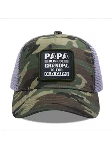 Papa because Grandpa is for old guys Camouflage Mesh Baseball Cap for Men & Women - Adjustable Snapback Trucker Hat, Breathable Back for Hiking, Fishing, Camping, Golf & Casual Outdoor Attire Camouflage Random