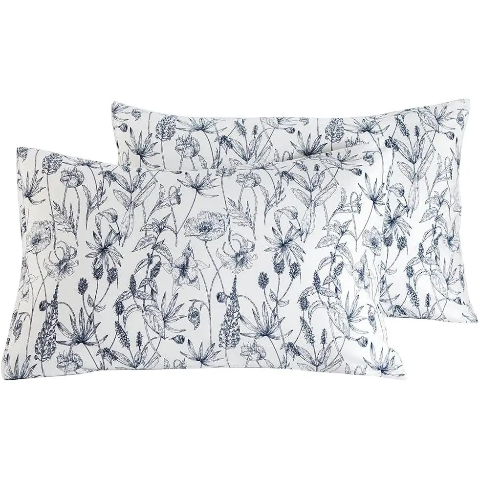 Pillowcases  Size Set of 2   Print Bed Pillow Covers Envelope Closure End Floral Pillow Encasement Luxury Quality Soft Comfortable Durable (2 Pack, 20 x 26 inch)