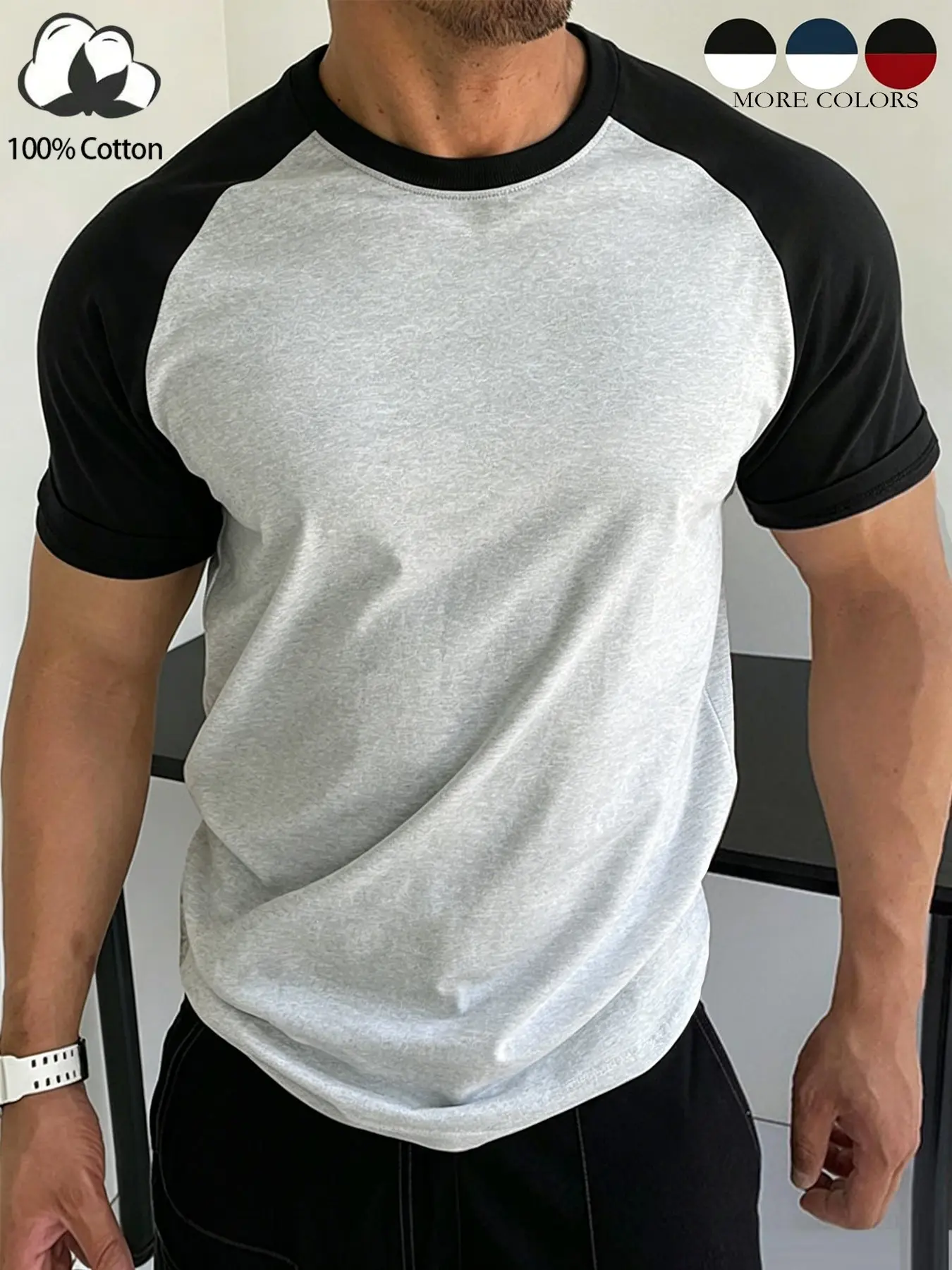 Unisex Color-Block T-Shirt for Couples, Stylish and Comfortable Summer Casual Wear, Perfect for School and Daily Outings