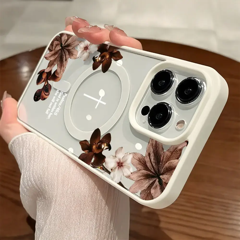 Psalm Bible Quote Magsafe Floral Protective Case Compatible with iPhone 17 ProMax / 16 ProMax / 15 ProMax / 14 ProMax / 13 ProMax and Samsung Galaxy S26 Ultra / S25 Ultra / S24 Ultra / S23 Ultra / S22 Ultra