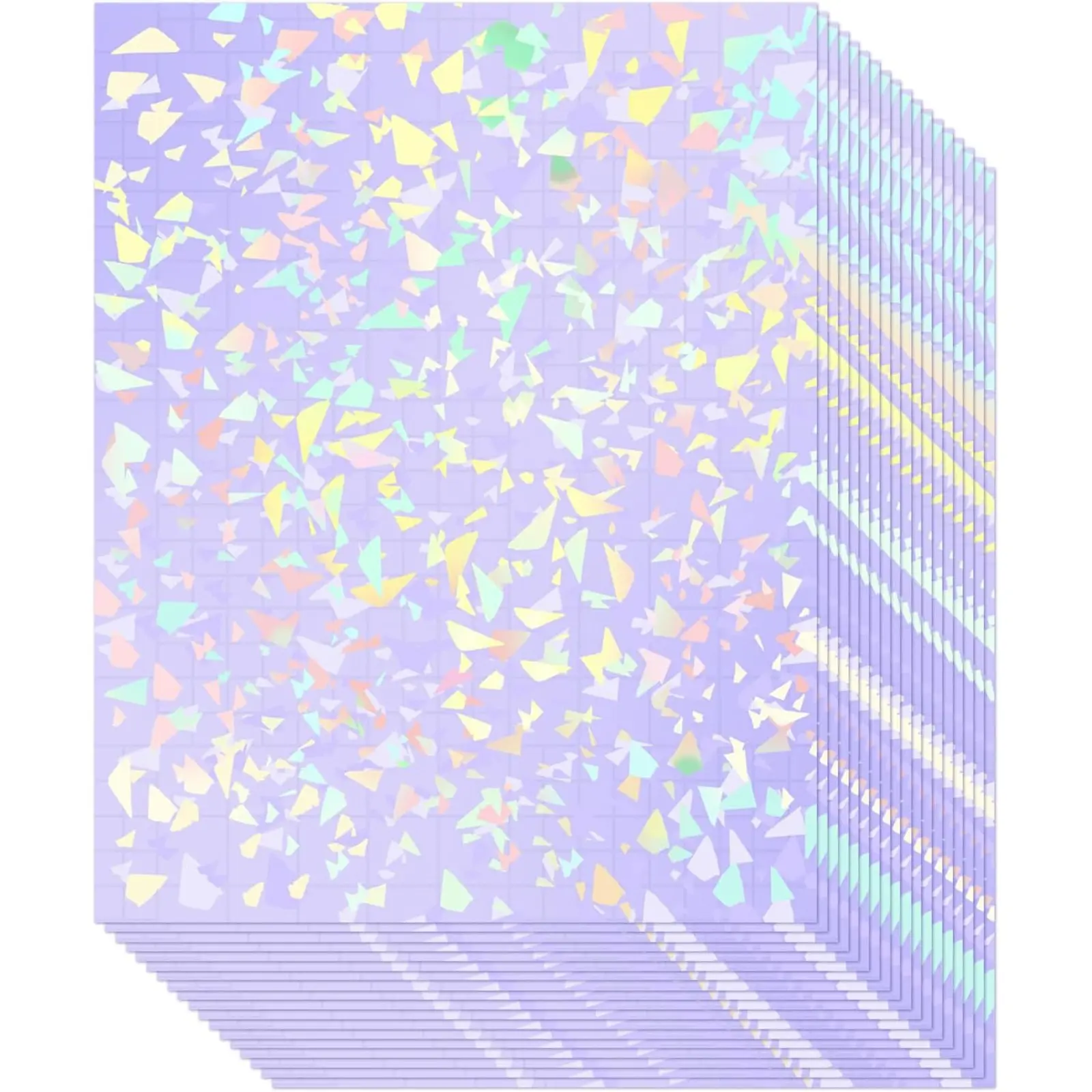 50 Sheets Stars Holographic Sticker Paper Self-Adhesive Laminate Sheets | Waterproof Rainbow Vinyl Sticker Film Cold Clear Holographic Overlay Laminating Sheets for DIY Crafts Aesthetic Stickers