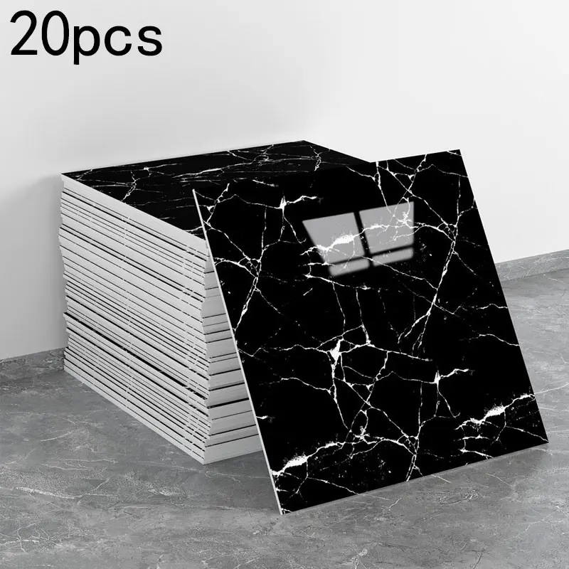 20 pieces of peel-and-stick waterproof marble tiles for shower, self-adhesive wall tiles, PVC wall tiles for shower, suitable for family bathrooms, kitchens and living rooms, Tile stickers.
