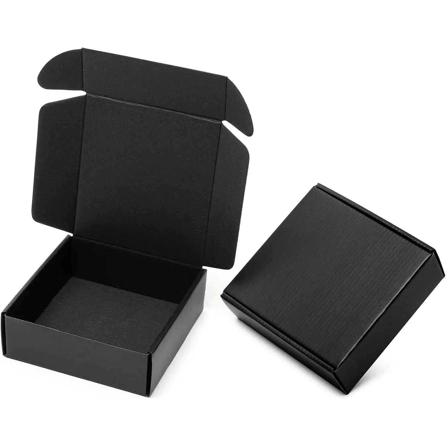 6x6x2" Small Black Shipping Boxes - 24 Pack Corrugated Cardboard Mailing Box Packaging for Small Business - Tab Locking Literature Mailer Flat Empty Gift Packing Supplies