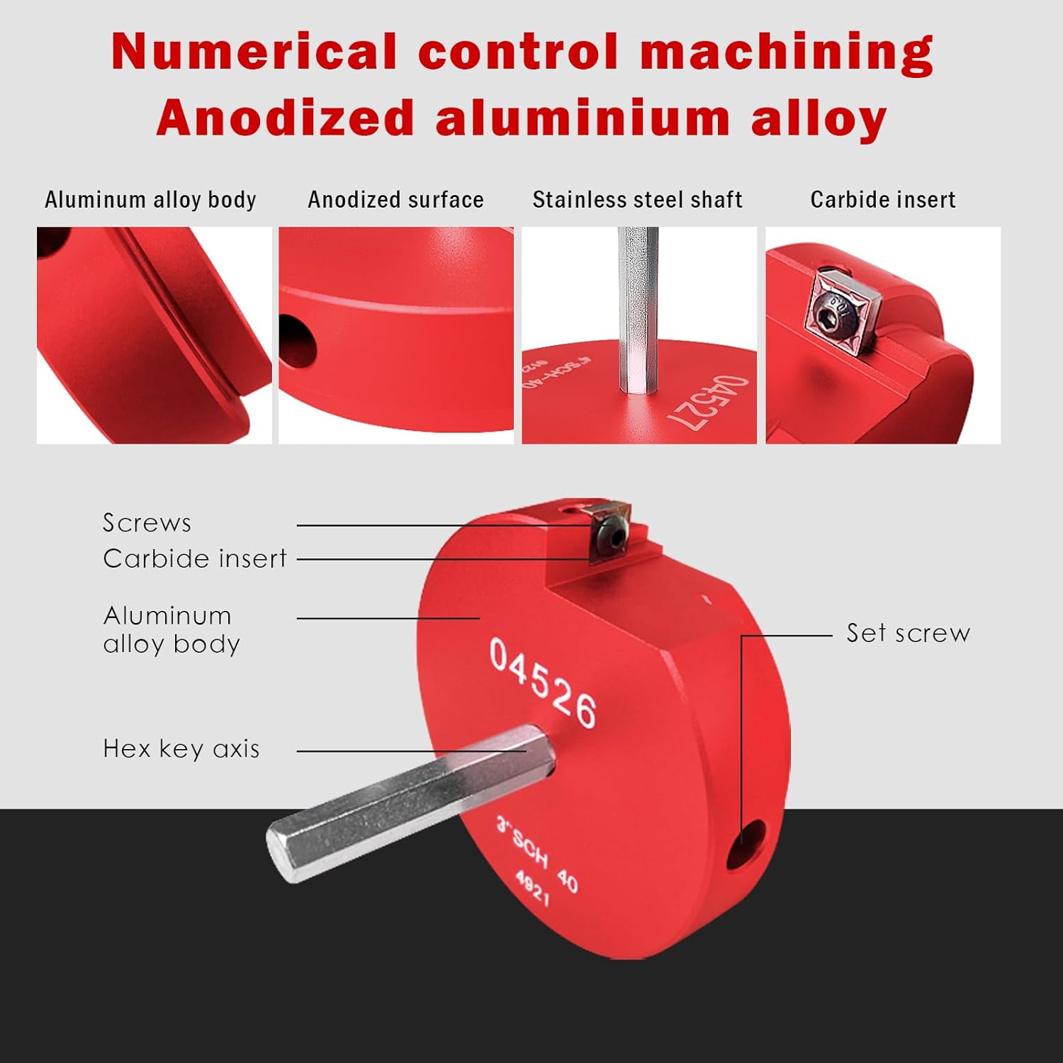 04529 for PPRK6 Plastic Pipe Fitting Reamer, PVC Reed Pipe Reamer Kit Contains 3/4",1",1-1/2",2",3",4"   Fit into Standard 1/2" Drill for CPVC, PPR or ABS