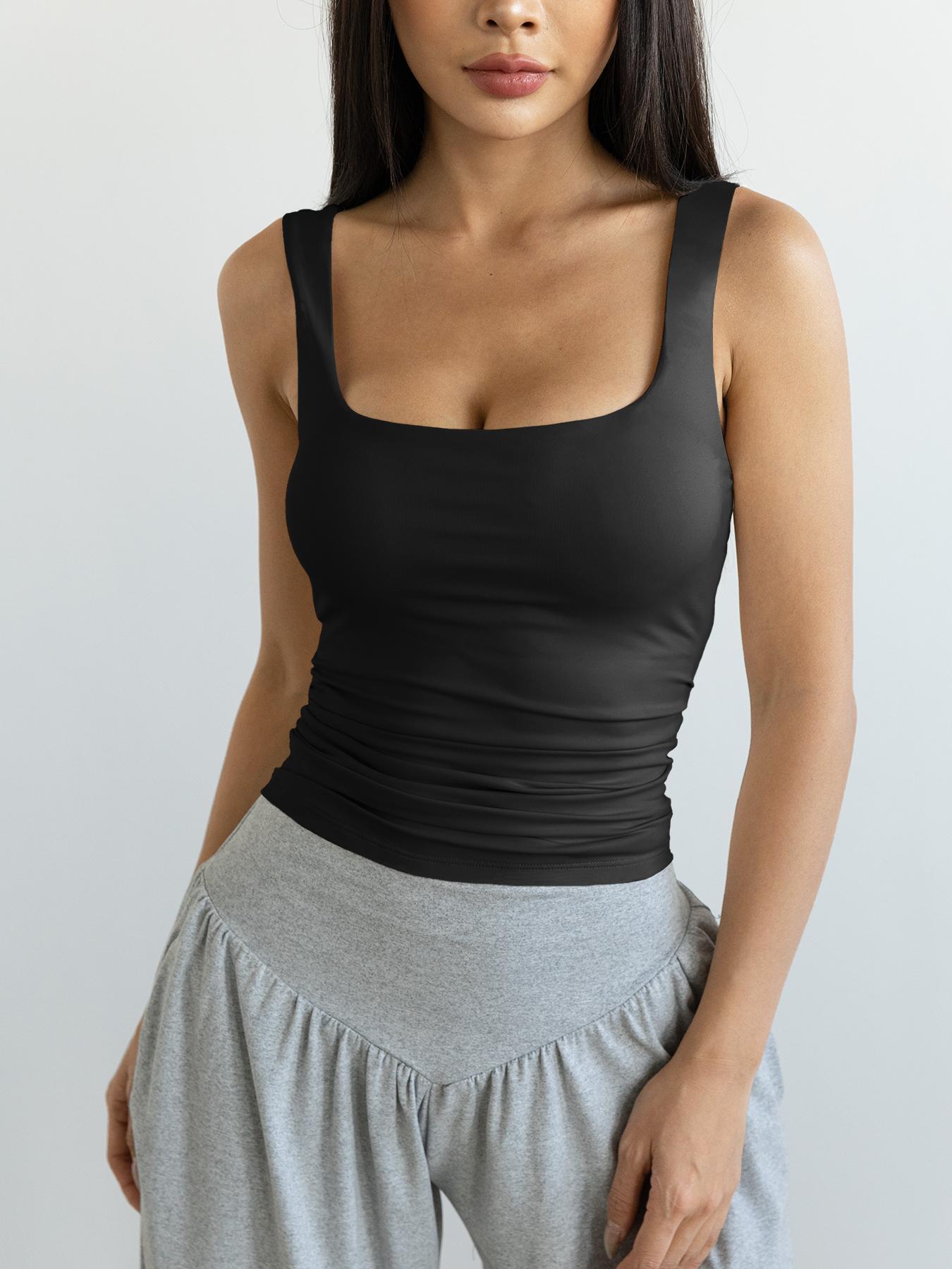 Women's Solid Color Sports Tank Top, Casual Comfortable Breathable Sleeveless Top for Exercise Gym Workout Running, Ladies Sportswear for All Seasons, Gymswear