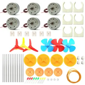 Set Mini Generator Motors 3V to 12V DC Motor with Propellers Fan Leaf for DIY Electronic Toys Wind Turbine Hand Crank Power Model School Physics