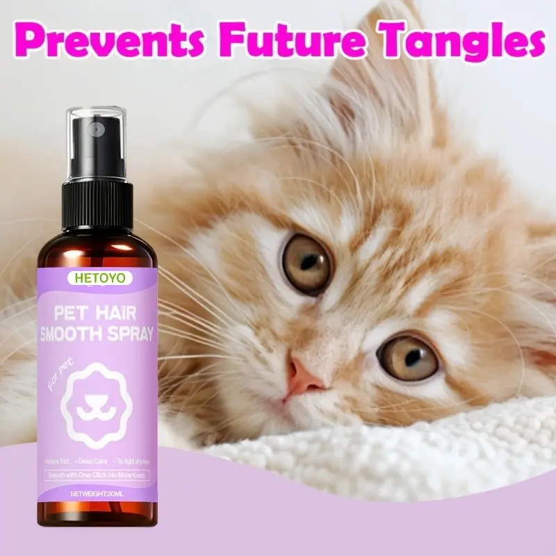 Puppy Detangling Spray—a gentle detangling formula designed specifically for delicate puppy coats; non-toxic and safe if licked, it enables painless grooming for small and toy breeds, instantly loosening tangles and preventing future matting.
