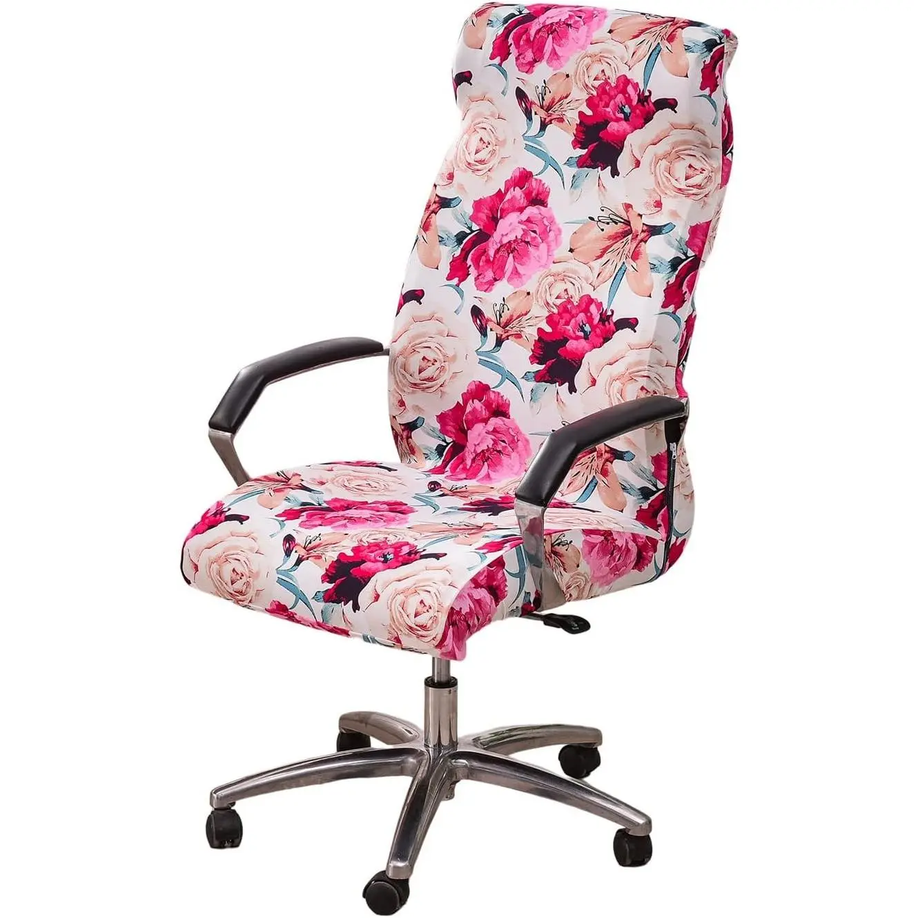 Office Chair Cover Stretch Computer Desk Chair Slipcover, L, A23 | Rotating Boss Computer Seat Protector with Durable Zipper, Washable Removable, Pet Friendly, For Executive Rolling Chairs