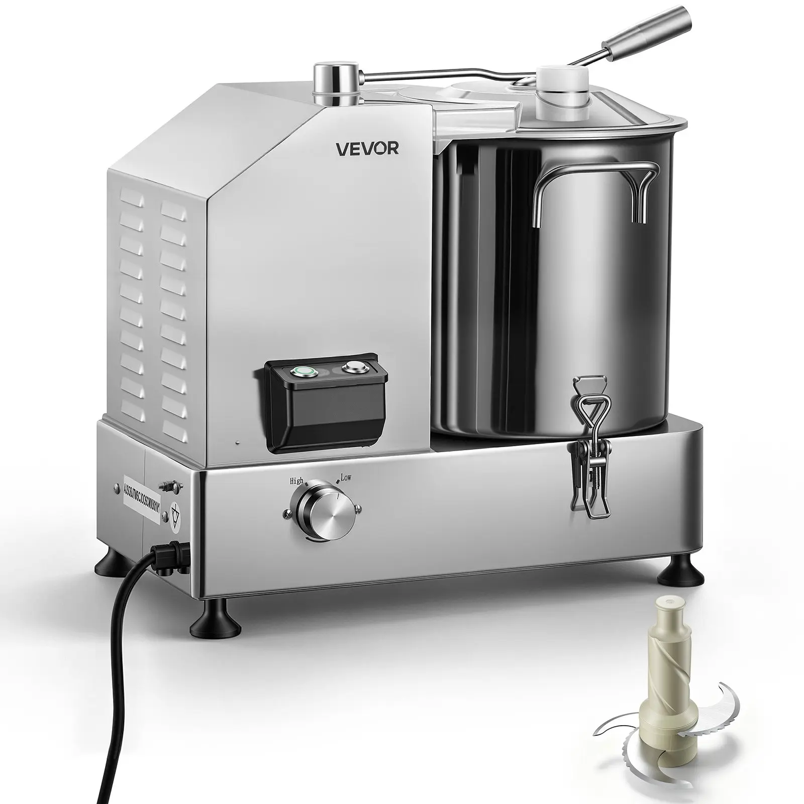 VEVOR Food Processor 12.7qt 12L Commercial Electric Vegetable Chopper 2000W, for Vegetables Fruit Grains Nuts, Food-Grade Stainless Steel Bowl, 110V Cutter with S-Shaped Blade, Variable Speed Dial