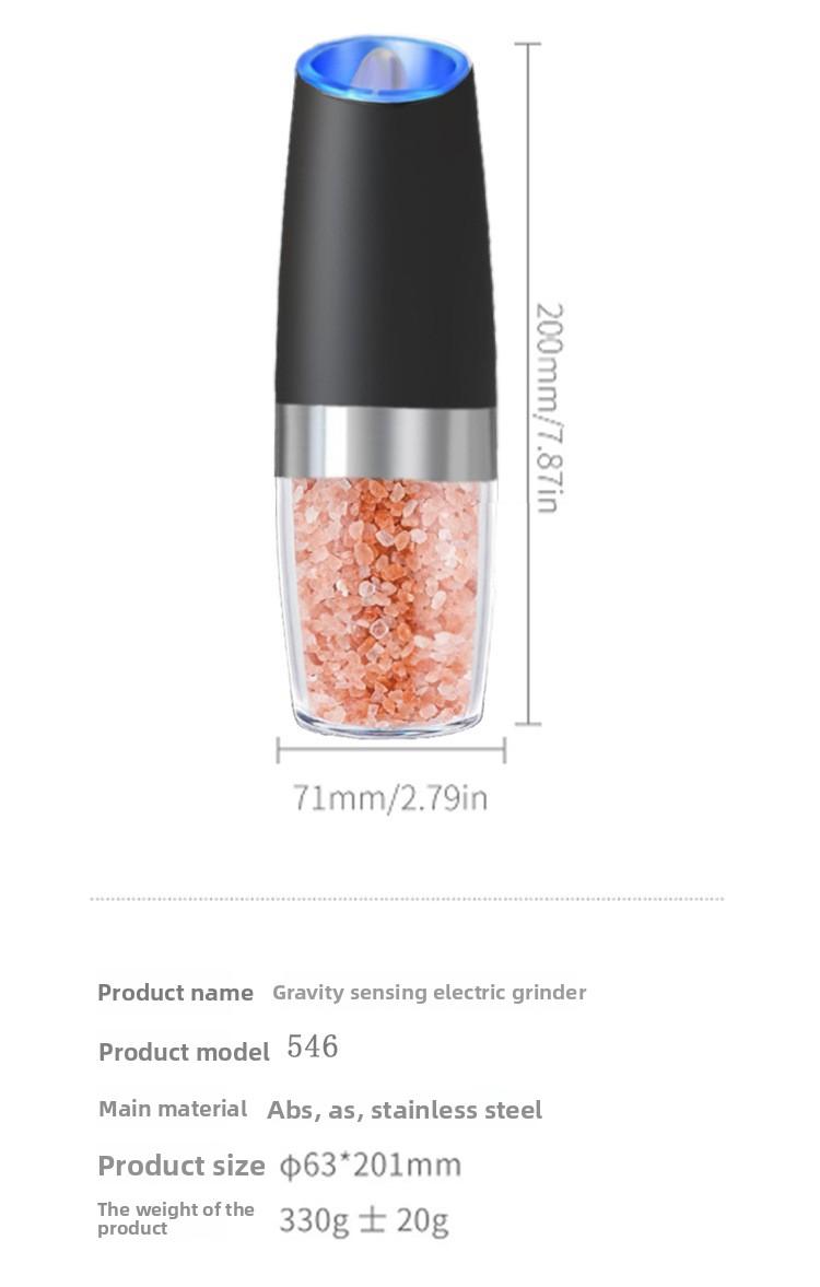 Gravity-sensing pepper mill, hot-selling household and outdoor sea salt & black pepper grinder in stock