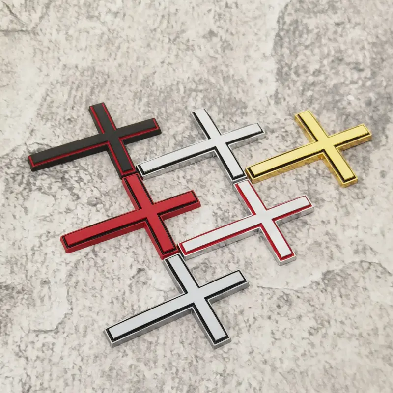 3D Metal Cross Car Sticker, Personalized Automotive Exterior Decorative Emblem for Covering Car Body Scratches