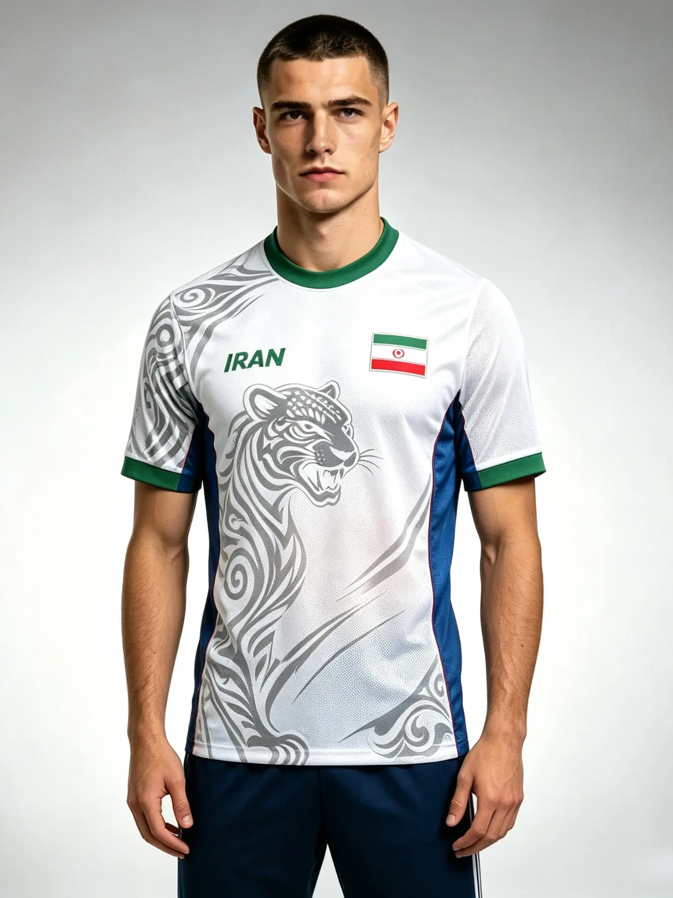 Iran National Team Jersey With Persian Leopard Print | Quick Dry, Ideal For Fan Collection,Breathable mesh sport fabric, loose and not tight, suitable for both playing and commuting