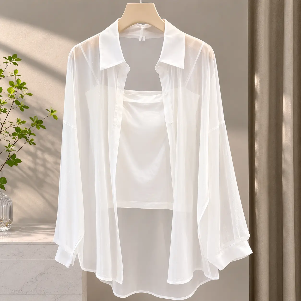 Summer breathable sun shielding shirt for ladies, thin comfy casual outerwear, flowy relaxed fit everyday blouse