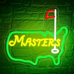 Golf Masters Neon Light, American Retro LED Lamp, Multi-Color Glow, Ideal for Bar/living Room/theme Party Decorations