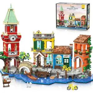 PLAXSOON Venice Main Street Building Set for Adults, 2155 PCS City House Building Block Kit with Light Flower Shop Pizzeria, Christmas Home Decor Architecture Model Gift for Women Men Teen Girl 10+