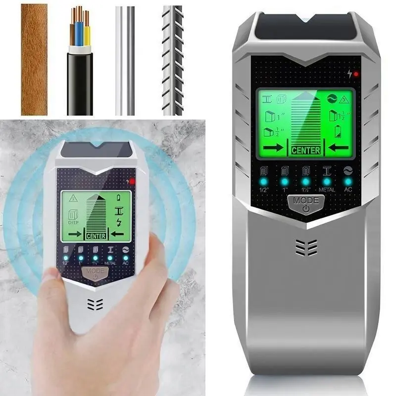 5-In-1 Electronic Wall Scanner Detector, Screw Locator with LCD Display, Metal & Wood Stud Finder, Professional Tool, Measuring Instrument for Home Decor & DIY Projects