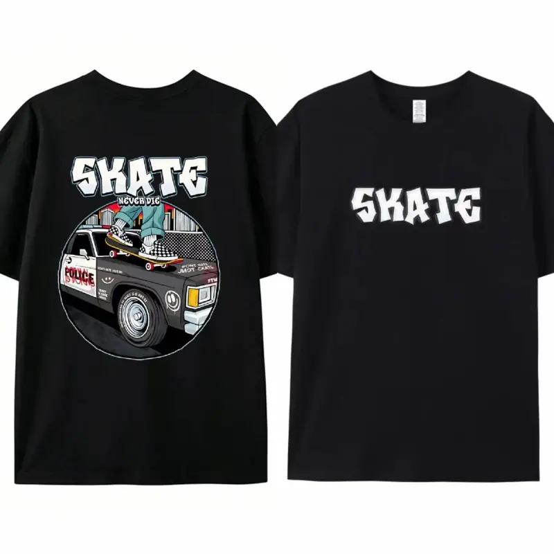 Double Sided Skate Police Car Graphic Black Tee Skate Never Die Oversized Skateboard Streetwear T-shirt #   SkateTee #   SkateboardFashion #   DoubleSidedTee #   SkateStreetwear #   OversizedTshirt #   TikTokClothingShop #   Skater Outfit fit t-shirt summ