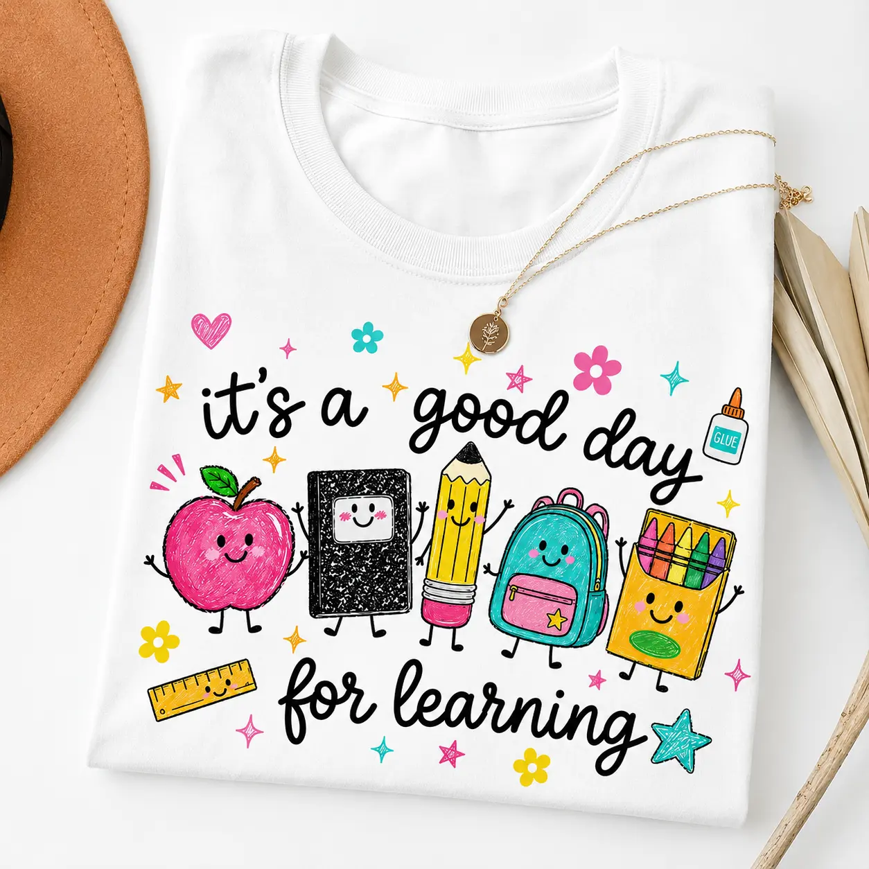 Good Day For Learning Shirt, Teacher Life Tee, Back To School Shirt, Preschool Teacher T-Shirt, Crayon Apple Pencil Graphic Tee