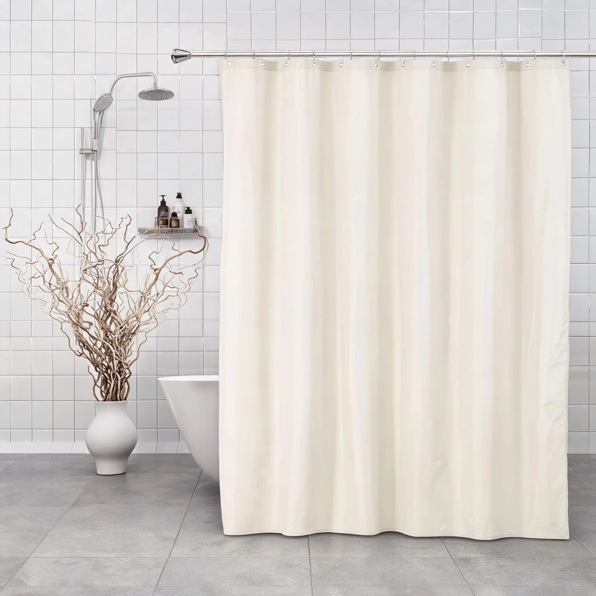 Hotel Quality Waterproof Shower Curtain Liner – Heavy Duty Fabric, Fungus-resistant Resistant, Easy Clean, Secure Magnets, Bathroom Accessory