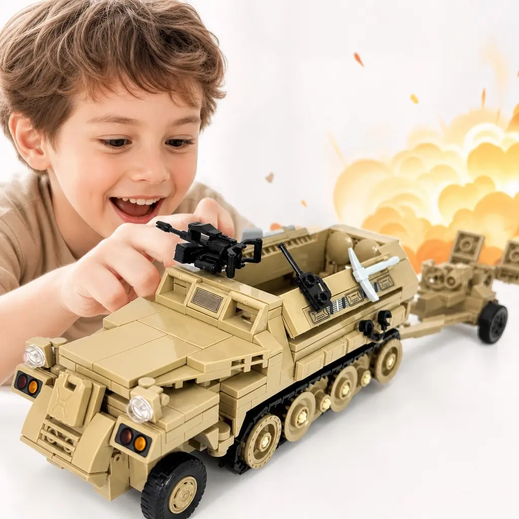 562pcs Armored Vehicle Abs Building Set, Military Series Tank Model, Toy, Classroom Prize, Christmas Halloween Gift, Block Set, Vehicle Building Blocks