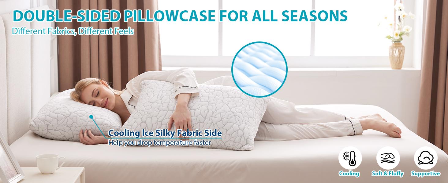 Cooling Pillows for Sleeping 2 Pack, Standard Size Shredded Pillows, Firm Bed Pillows for Side, Back, Stomach, Hot Sleepers, Cold Pillow for College Dorm Room