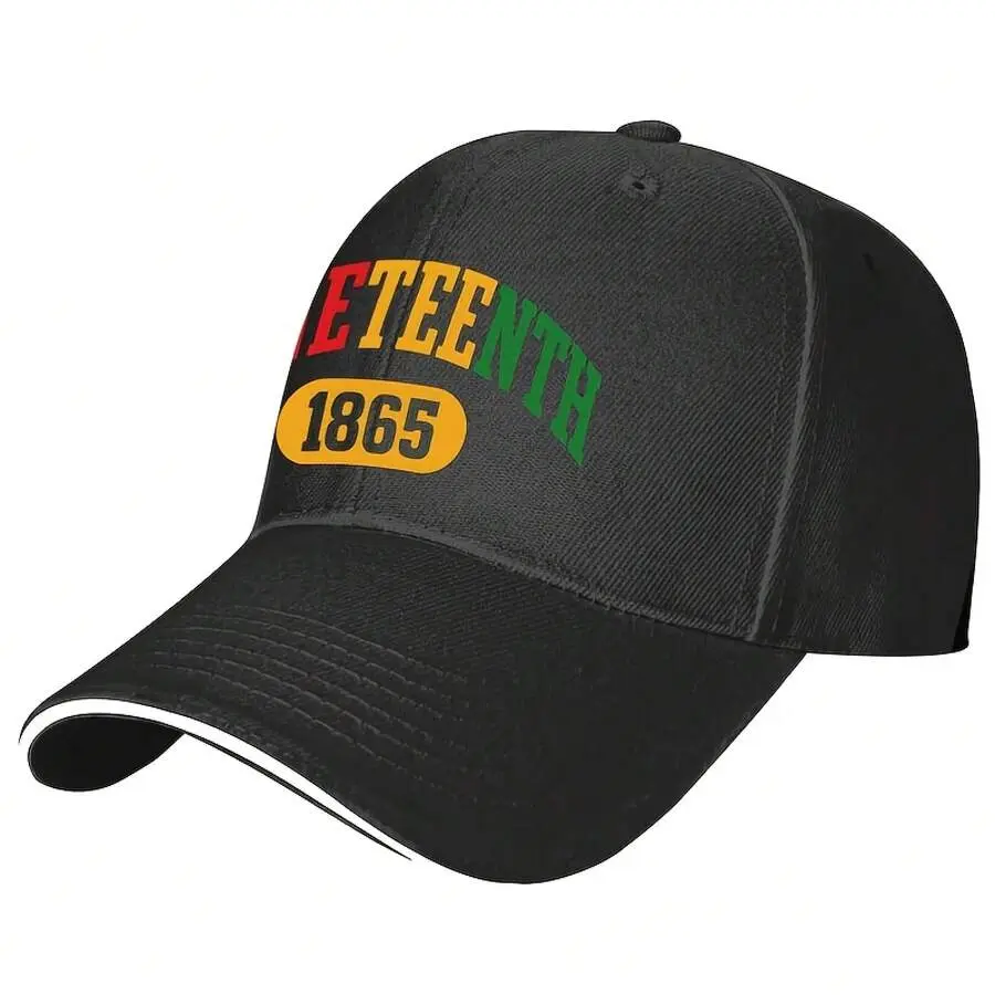 Juneteenth 1865 Knit Fabric Baseball Cap Hats for Men, Casual Wear Black Graphic Curved Brim Dad Hat, Lightweight Adjustable Polyester All-Season Headwear