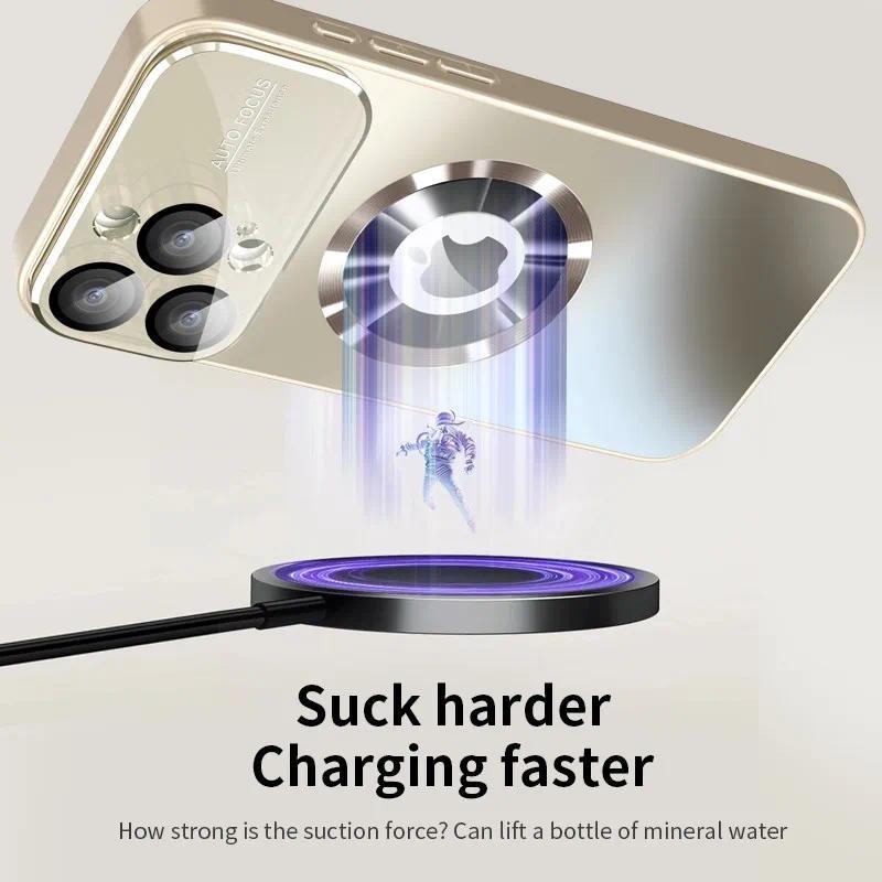 Fin Titanium Metallic Luxury Matte Case For iPhone 17 16 15 14 13 12 11 Pro Max Plus For Magsafe Glass Lens Camera Protection Cover