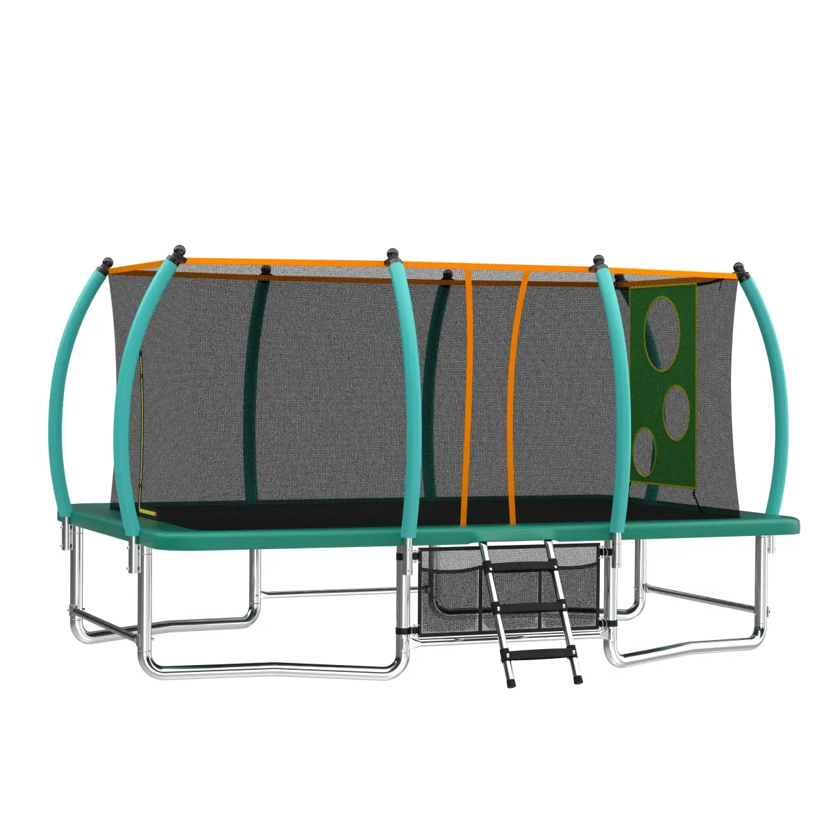 Extra Large 8x14FT (168x96x107.87in) Galvanized Metal Outdoor Rectangular Tumbling Trampoline, PE Material Net, UV Test Passed, Foam Padded Poles, ASTM Certified, 264.55lbs Capacity, Double Security, for Family, 100% Satisfaction Service, Uv Protection