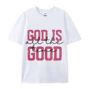 God Is Good All The Time Christian Graphic T-Shirt, Distressed Pink & Black Lettering Faith Tee, Religious Casual Outfit, Gift for Believers