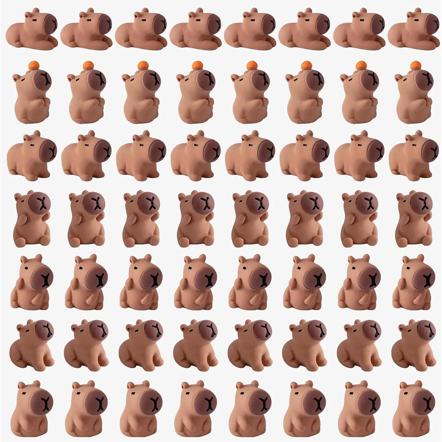 56PCS Mini Capybara Figurines - Adorable Resin Animal Decor Set for Home Office Desk, Zen Garden, Sensory Bins & Collector Displays (Cute Waterproof Figurines)