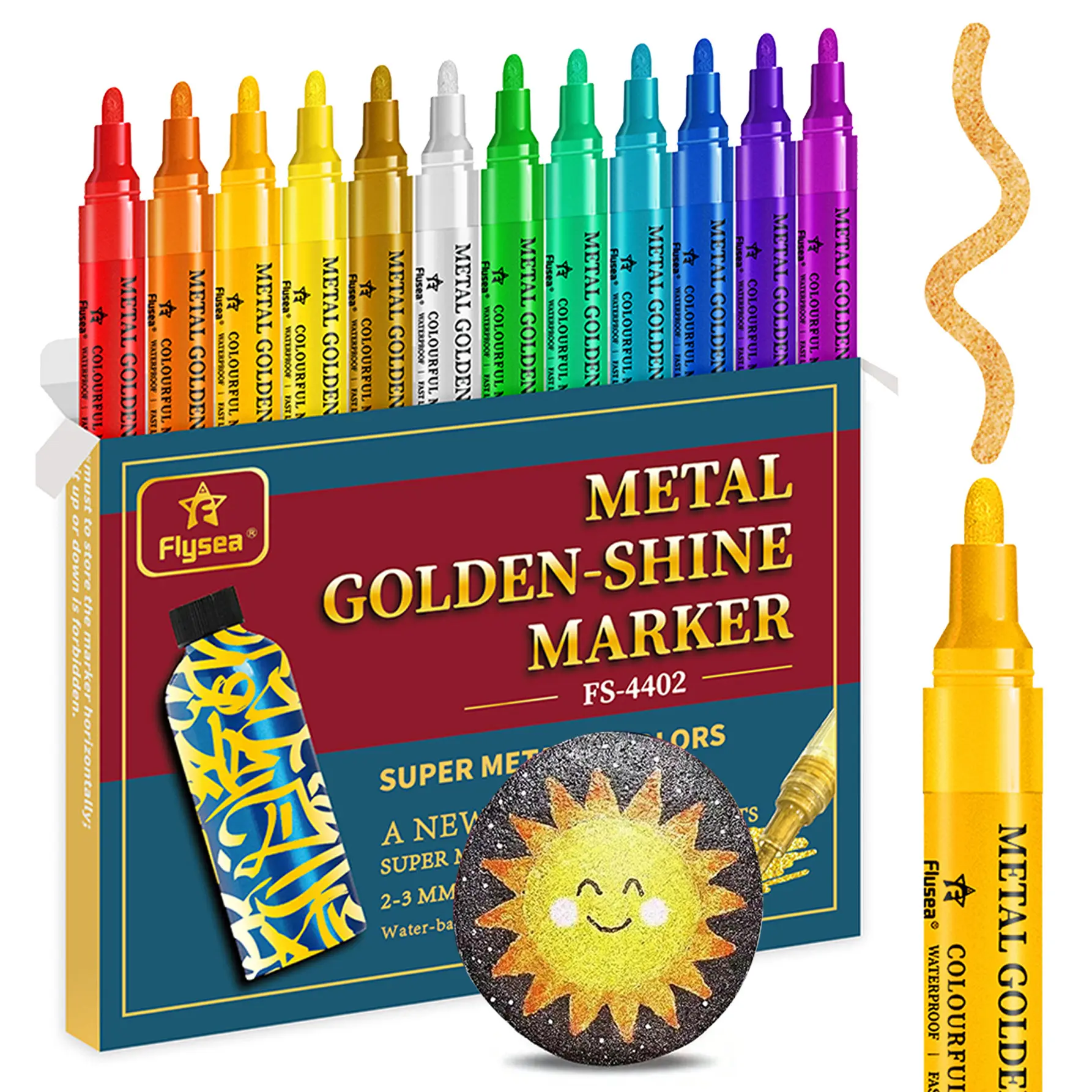 Metallic Acrylic Marker Pens, Fine Tip 0.7mm-3.0mm, Durable, Smooth Writing, High Saturation, Quick Dry, Ideal for Watercolor, Sketching, Handmade Cards